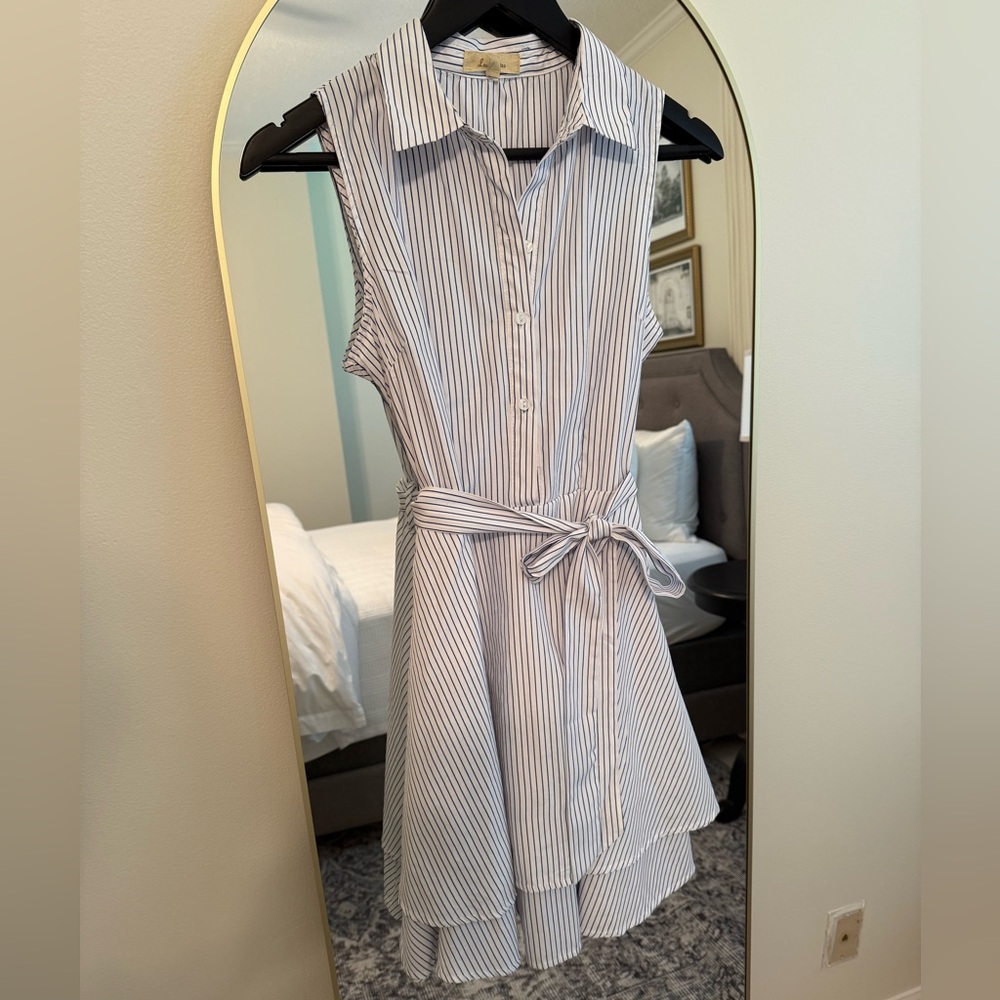 Striped Sleeveless Shirt Dress